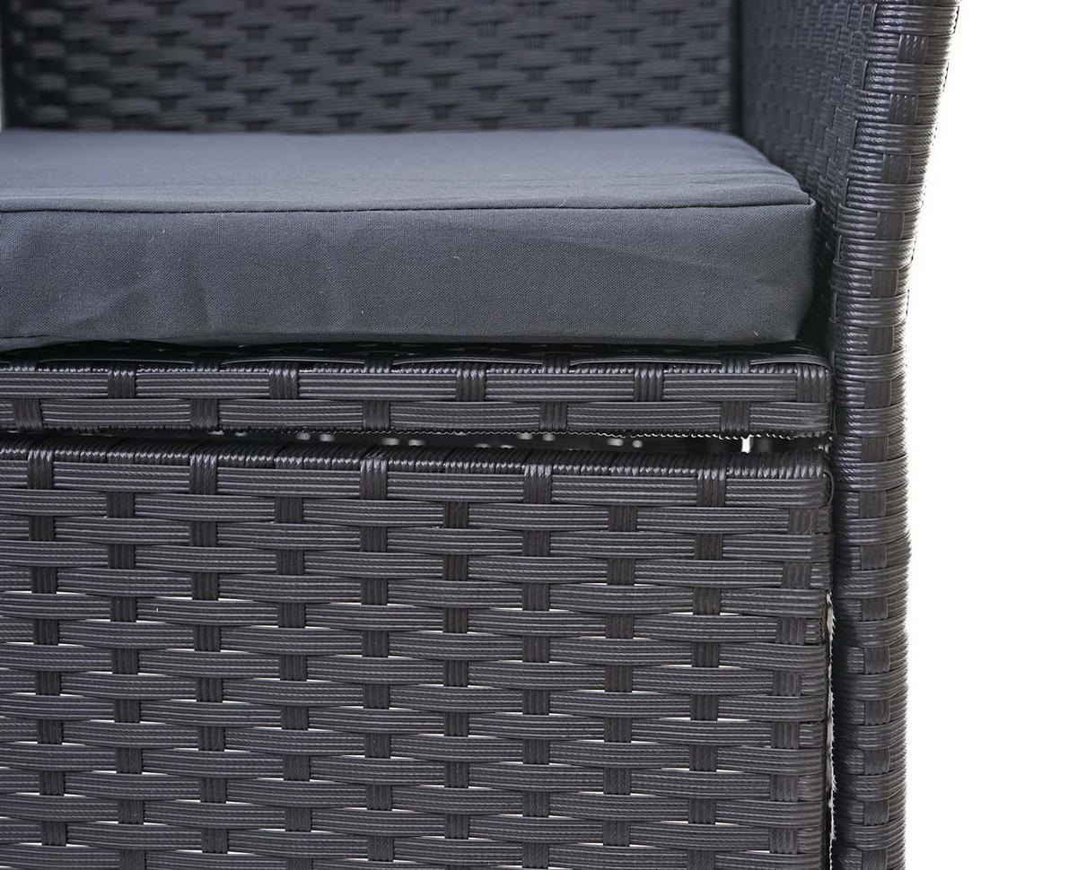 GARTENBANK mit Tisch Schwarz Kissen Dunkelgrau - Schwarz, Metall (132/84/55cm) - PROREGAL