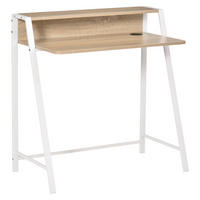 SCHREIBTISCH, MDF, Eisen, Weiß+Eiche - Weiß, Kunststoff (84/45/85cm) - HOMCOM