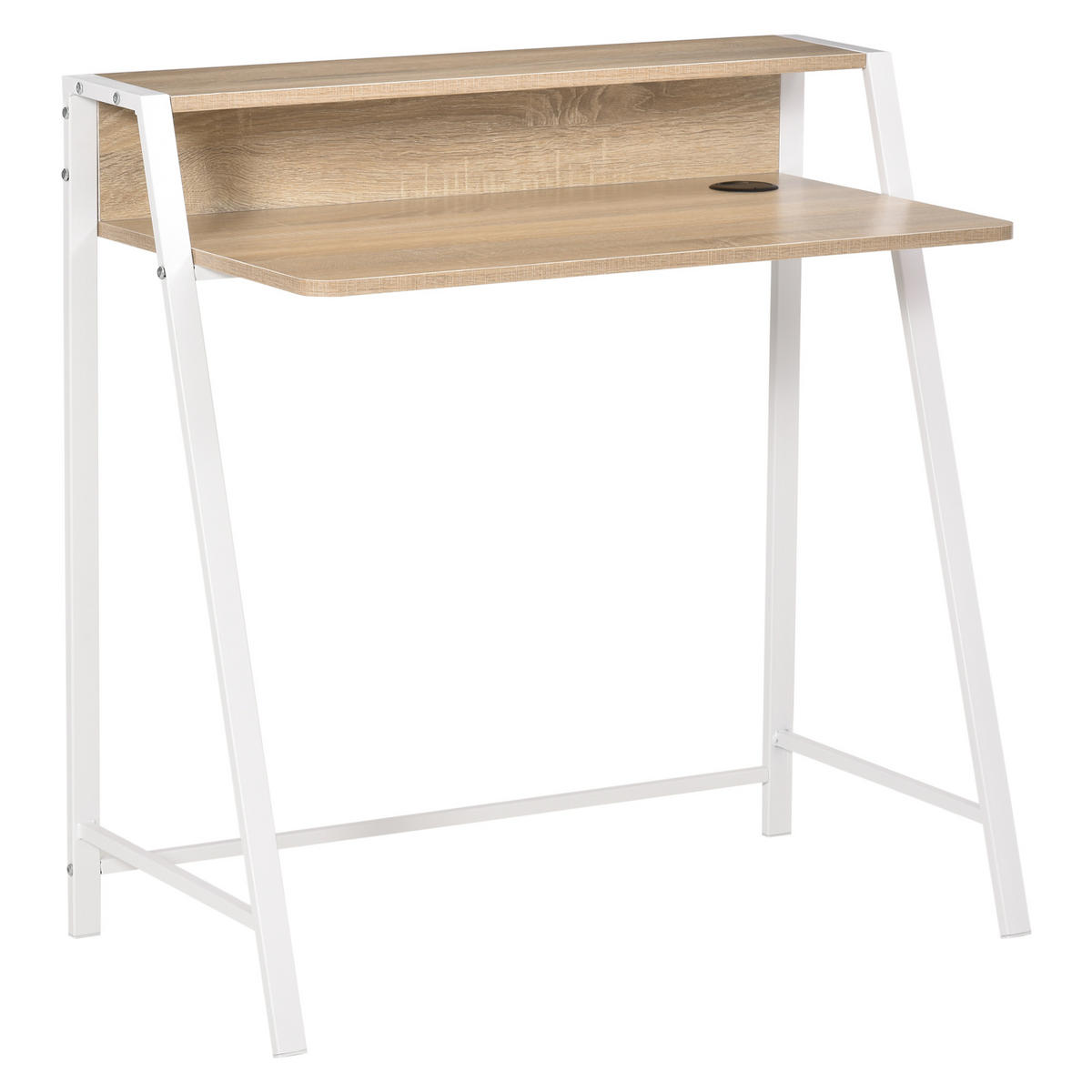 SCHREIBTISCH, MDF, Eisen, Weiß+Eiche - Weiß, Kunststoff (84/45/85cm) - HOMCOM