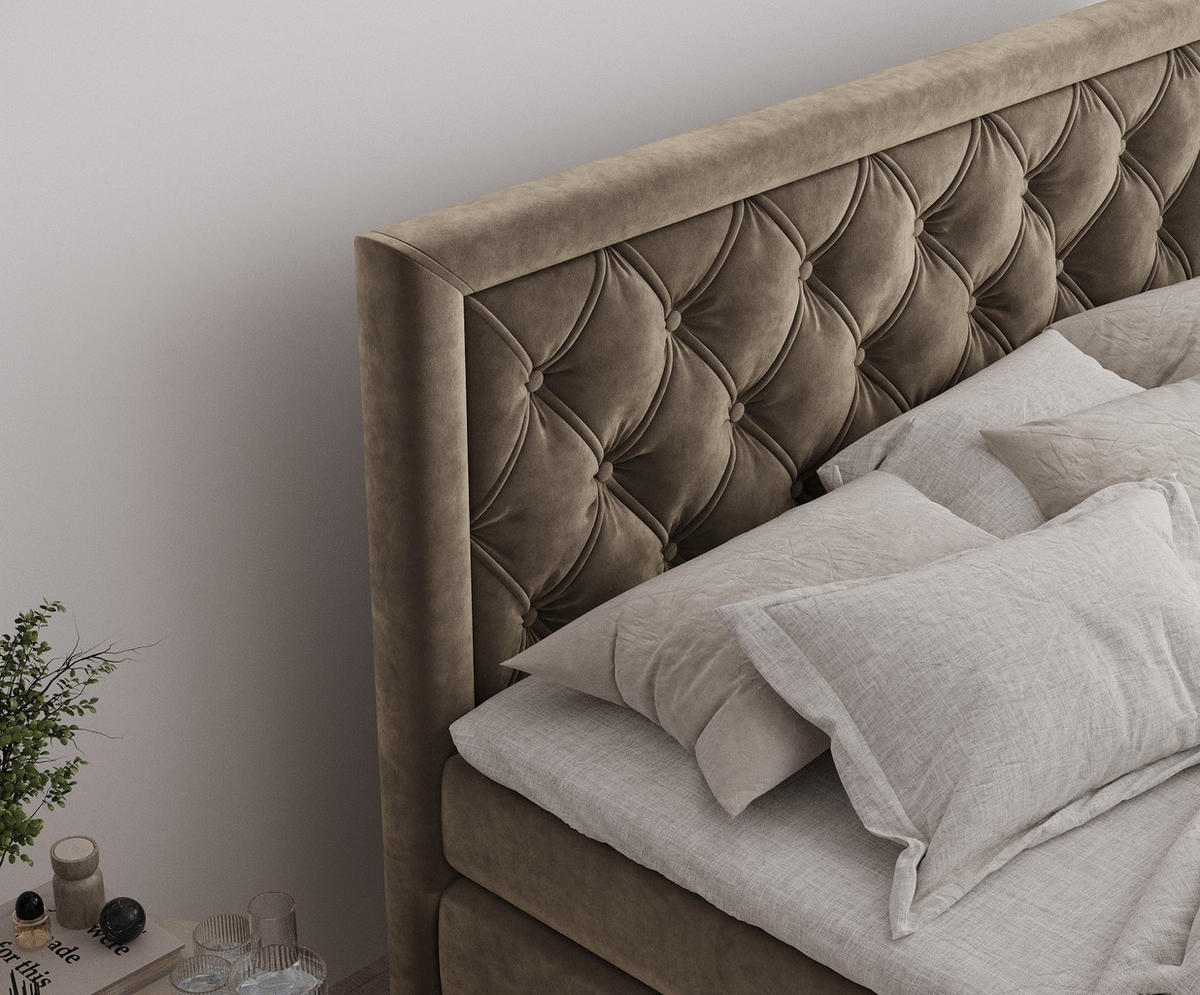 BOXSPRINGBETT Aurelia Braun 140/200 cm - Schwarz/Braun, Holz/Holzwerkstoff (140/200cm) - Maison de Reve