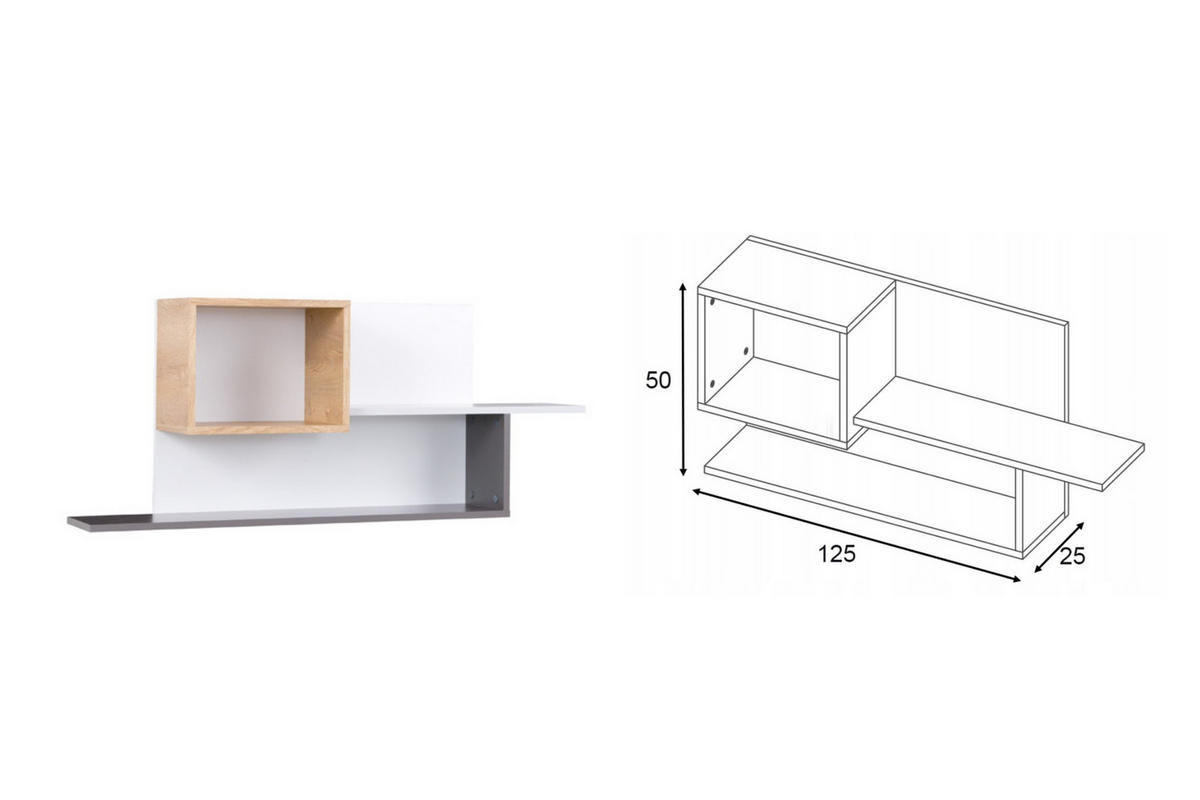 JUGENDZIMMER-SET JUSTIN D 4-teilig in Weiß / Graphit / Grau / Eiche - Eichefarben/Graphitfarben, Holzwerkstoff (241/190/55cm) - Deine Möbel 24