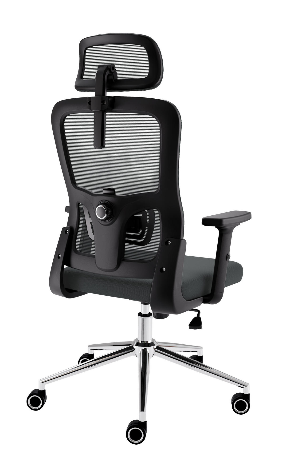 Bürostuhl BrightSeat Schwarz - Silberfarben/Schwarz, Kunststoff/Textil (70/142/70cm) - Clouvou