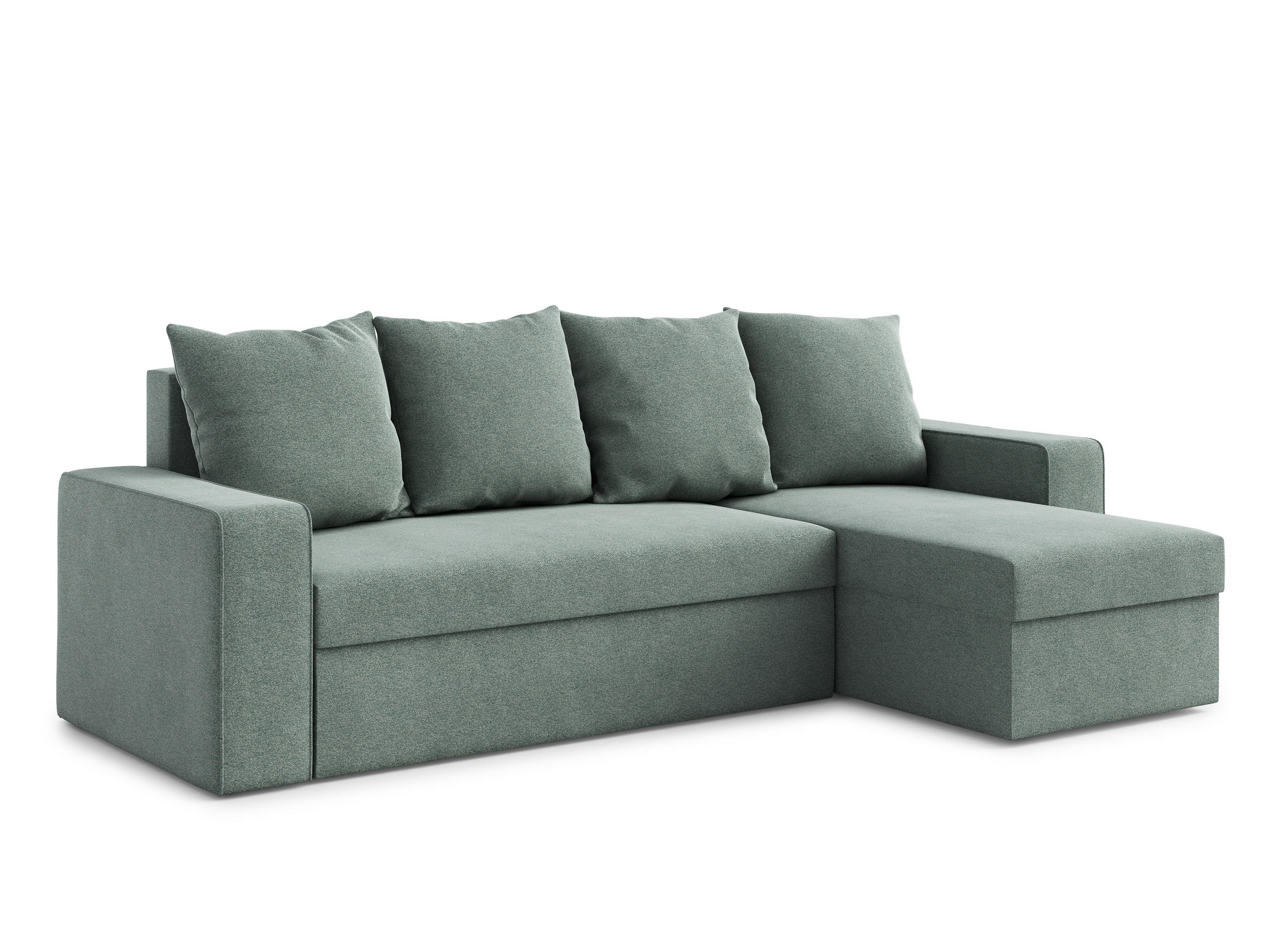 ECKSOFA L Form Climpy Salbeigrün 242/145/98 cm – mit Schlaffunktion und Bettkasten - Salbeigrün/Schwarz, Kunststoff/Textil (242/145cm) - AX Living