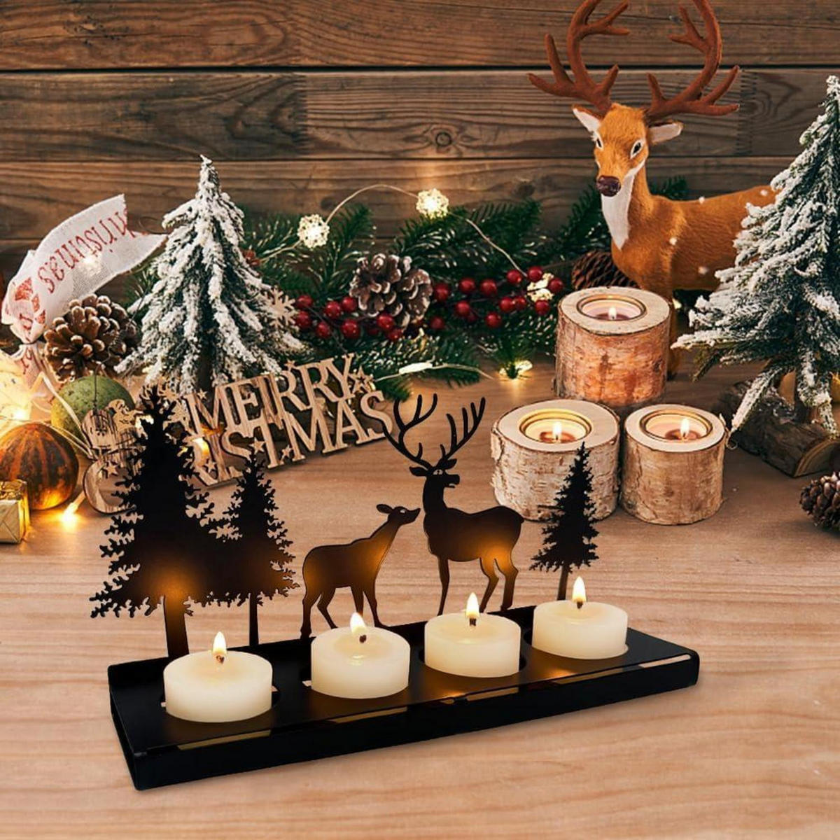 KERZENHALTER Adventskranz Metall Schwarz für 4cm Teelicht - Schwarz, Metall (22.6/11.5/22.6cm)