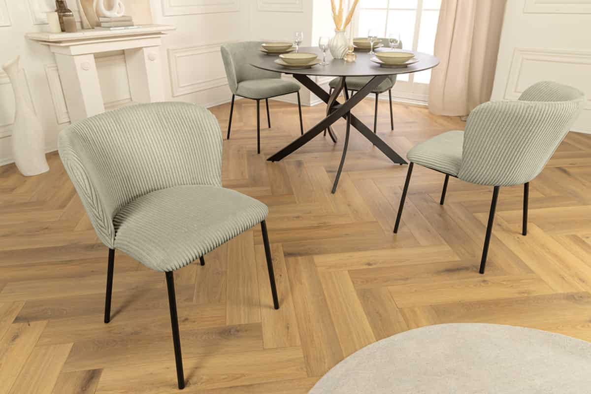 STUHL LYON Cord Mint 75 cm - Schwarz/Grün, Textil/Metall (54/75/58cm) - riess-ambiente