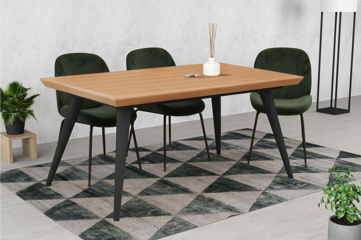 ESSTISCH SINCRO Ausziehbar 160 - 260 / 100 x 76 cm - Eichefarben/Schwarz, Holz (160/100/76cm) - MASSENO