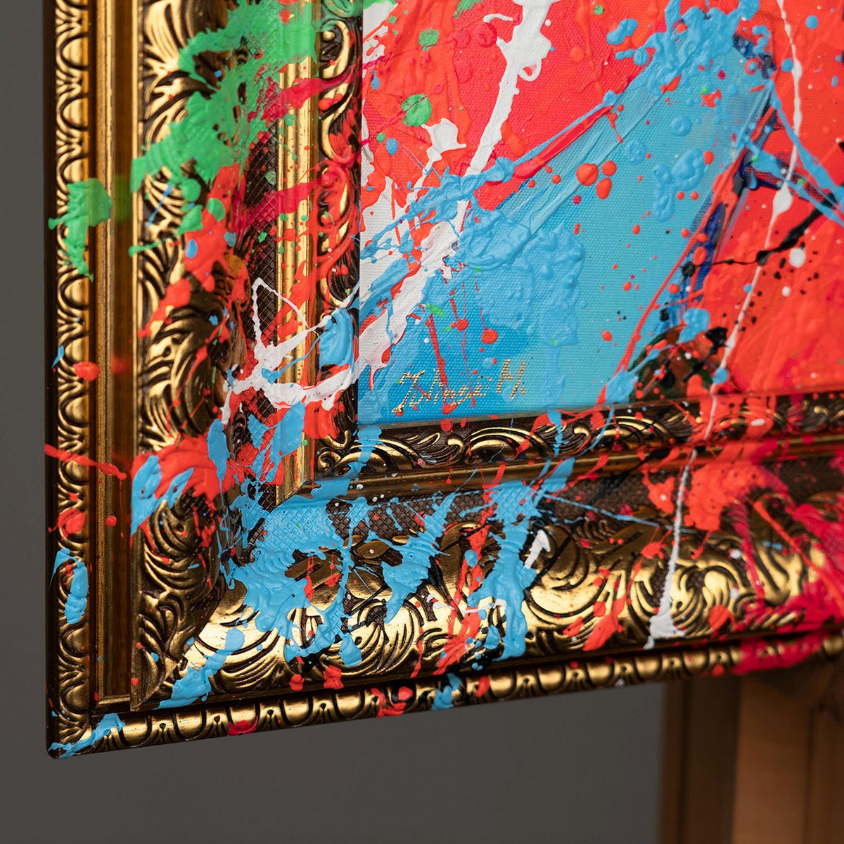 GEMÄLDE Abstrakte Muße Schattenfugenrahmen Gold 120x80 cm - Goldfarben, Holz (120/80cm) - YS-art gallery