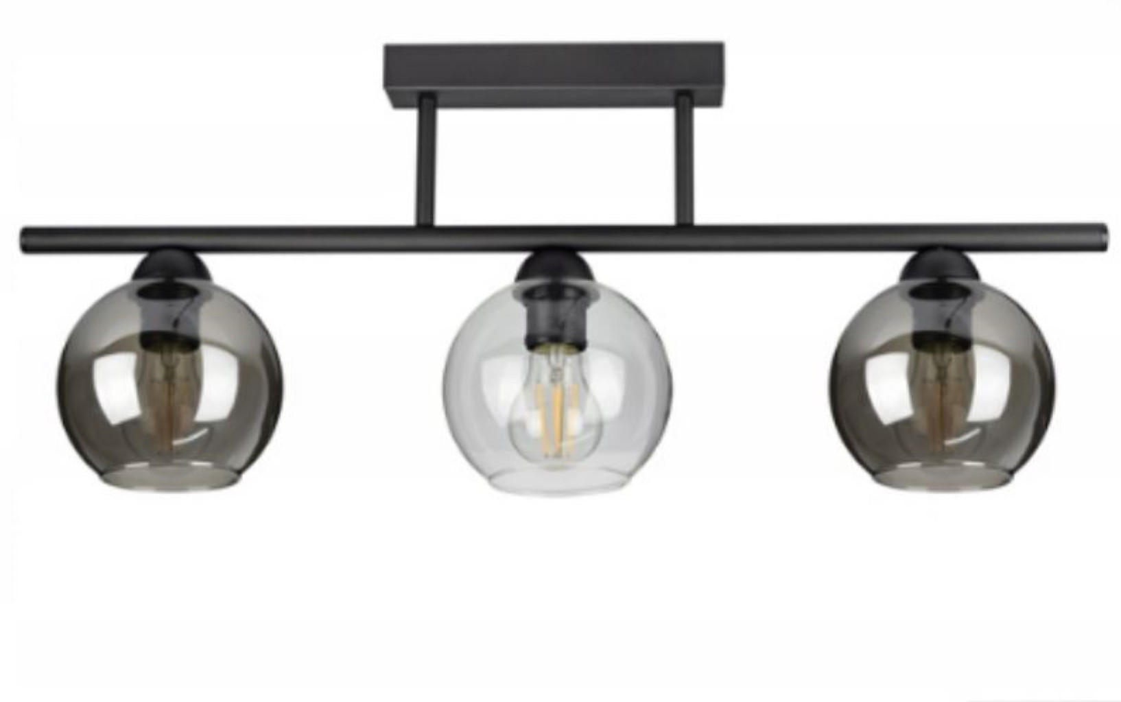 DECKENLEUCHTE - Transparent/Schwarz, Glas/Metall (70/15/28cm) - kiki design