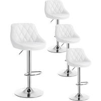 BARHOCKER 4er Set, Kunstleder,Höhenverstellbar, 360° Drehbar - Weiß, Metall (47/104/39cm) - Woltu
