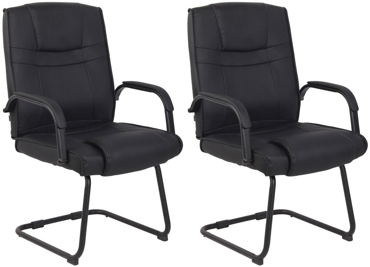 SCHWINGSTUHL 2er Set Lederlook schwarz/schwarz - Schwarz, Textil/Metall (60/104/67cm) - CLP