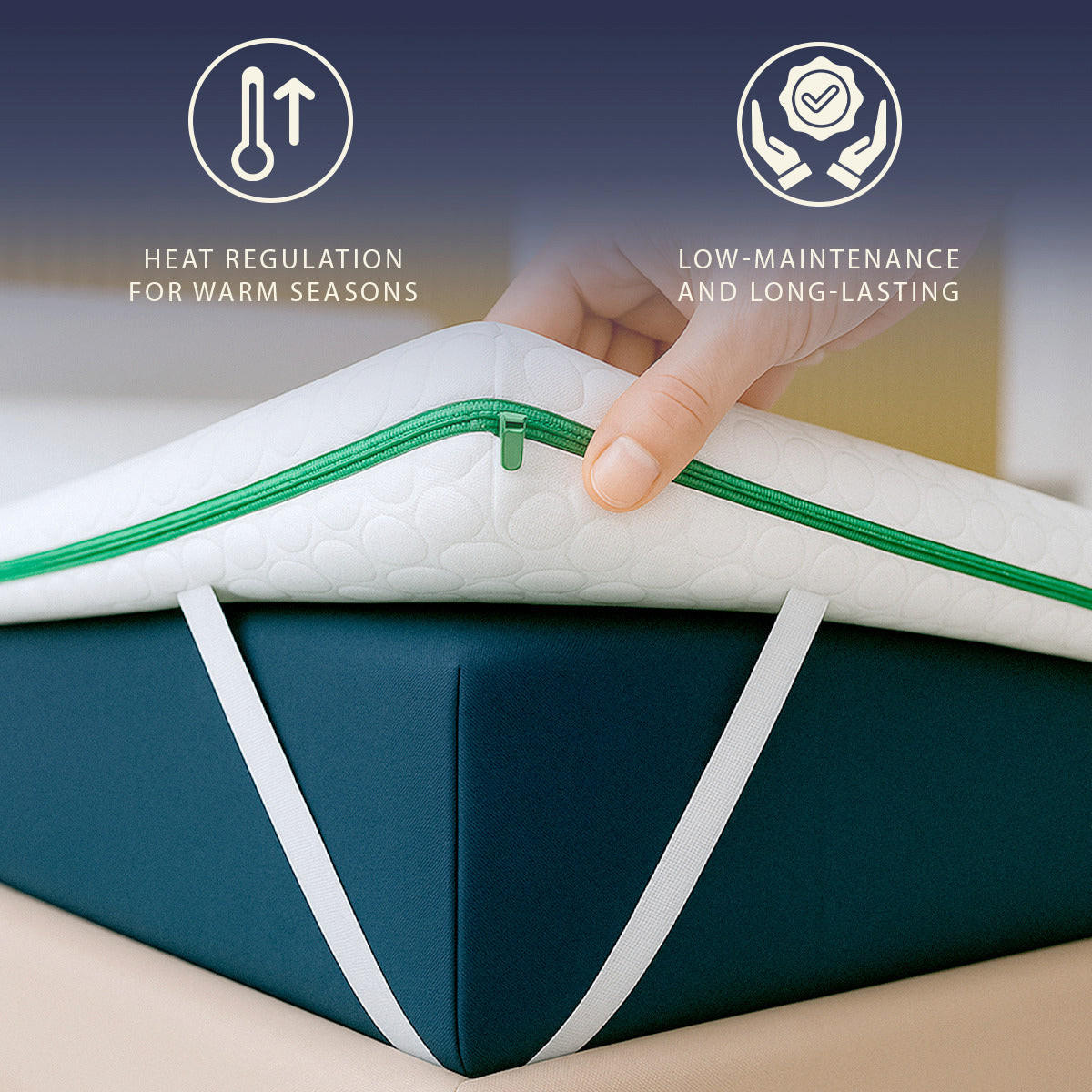 MATRATZENTOPPER 160x200 aus Memory Foam Breeze mit 9 Zonen | Höhe 5 cm | Polarstoff Hypoallergen und Kühlend - Weiß, Textil (160/200cm) - The White Stone