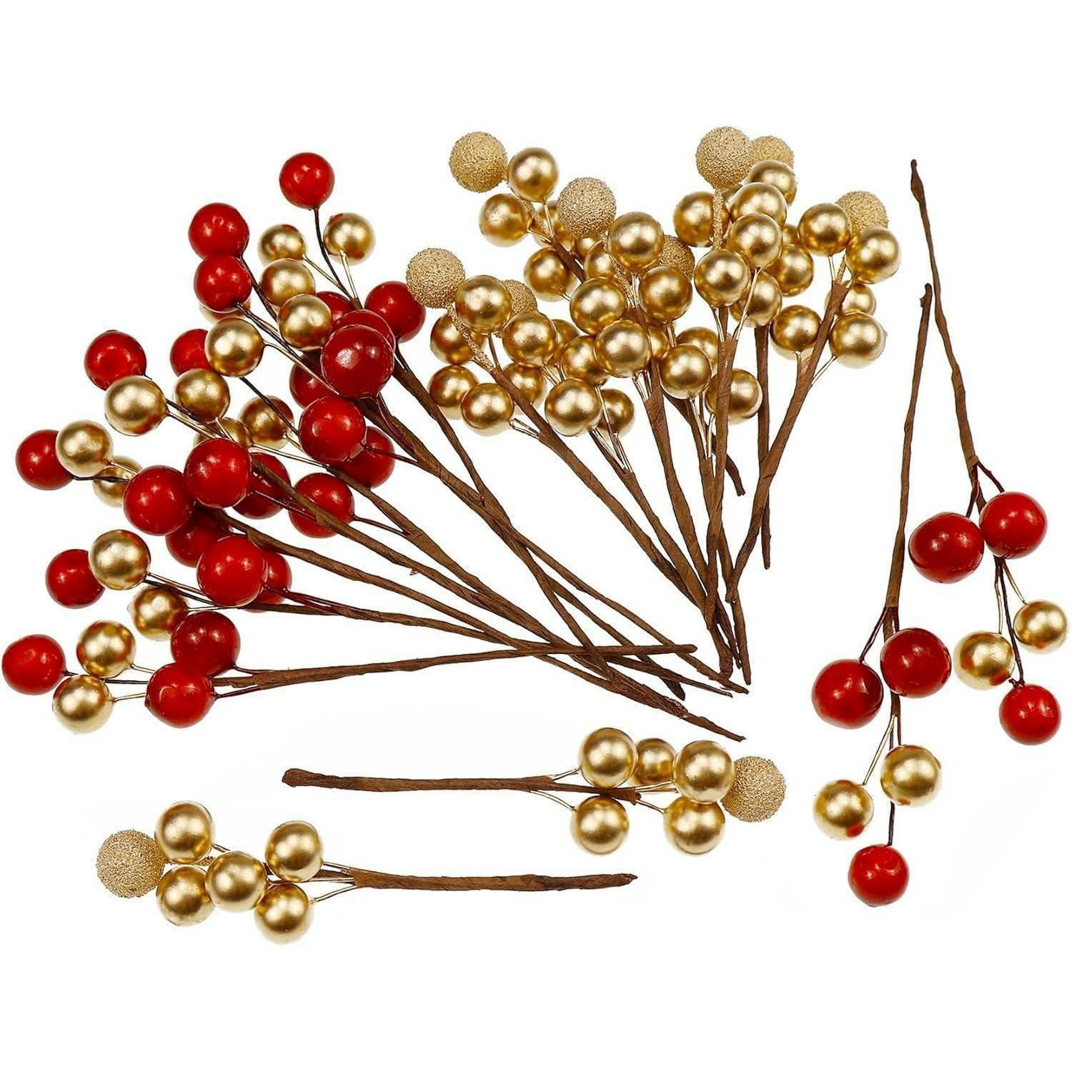 KÜNSTLICHE Beeren 20-teiliges Set Gold Rot - Multicolor, Kunststoff (3cm)