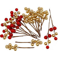 KÜNSTLICHE Beeren 20-teiliges Set Gold Rot - Multicolor, Kunststoff (3cm)