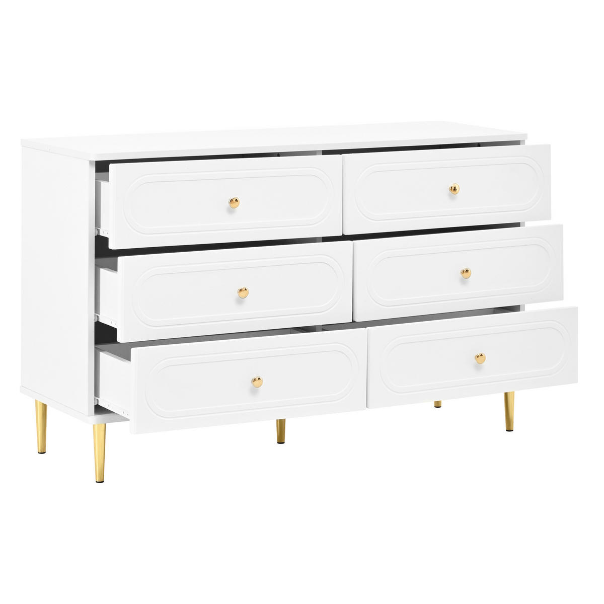 SIDEBOARD 120/40/75 cm Weiß aus MDF und Holzwerkstoff mit 6 Schubladen - Weiß, Holzwerkstoff (120/75/40cm) - OKWISH