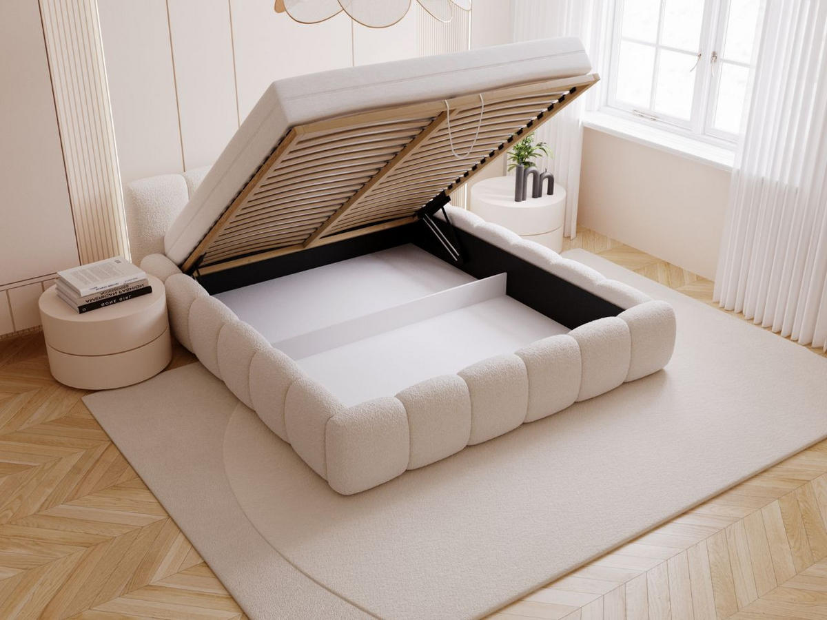 POLSTERBETT Cloud Low 180x200 Bouclé-Stoff Beige - Beige, Textil (180/200cm) - Graingold