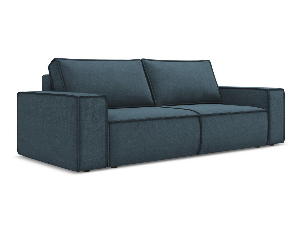 3-SITZER SOFA mit Schlaffunktion Strukturstoff Stoff Blau - Blau/Blaugrau, Kunststoff/Textil (255/85/105cm) - Makamii