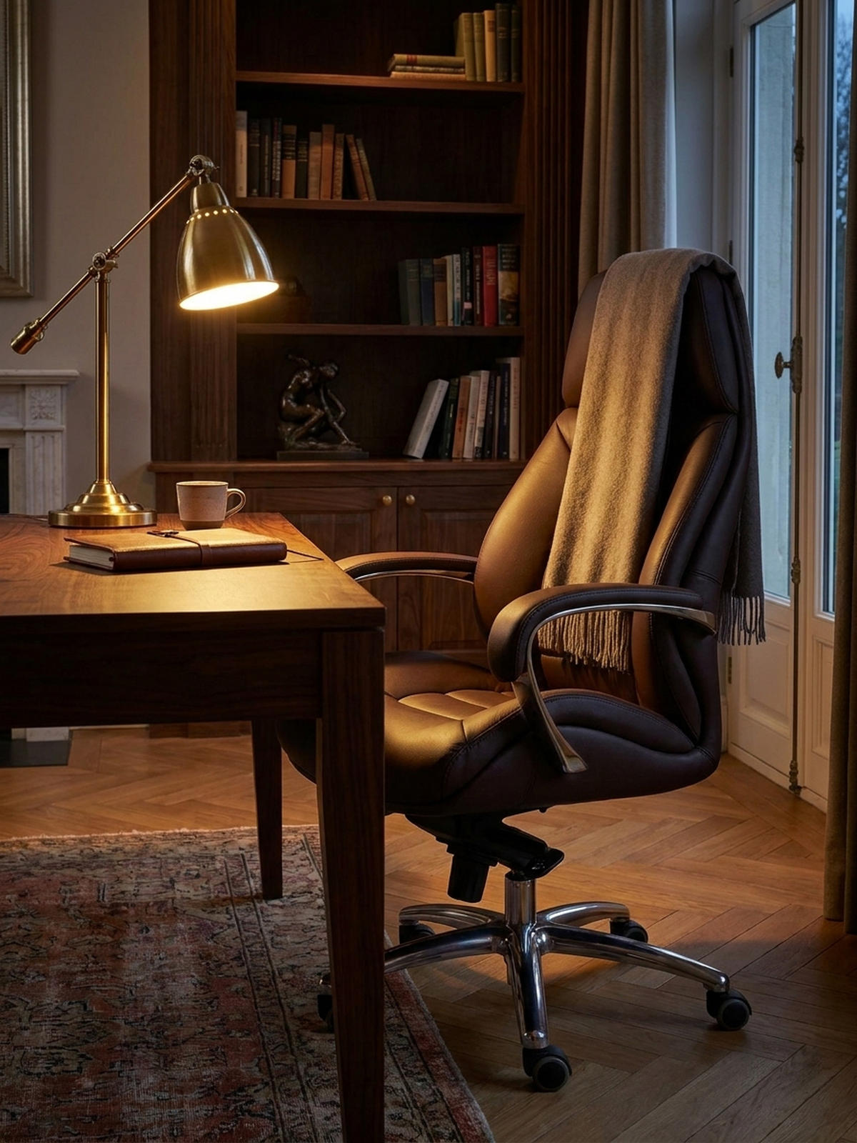 CHEFSESSEL Leder mit Multiblockwippmechanik bis 120 kg MIRON, Braun 67x67x137 cm - Silberfarben/Braun, Leder/Metall (67/137/67cm) - KADIMA DESIGN