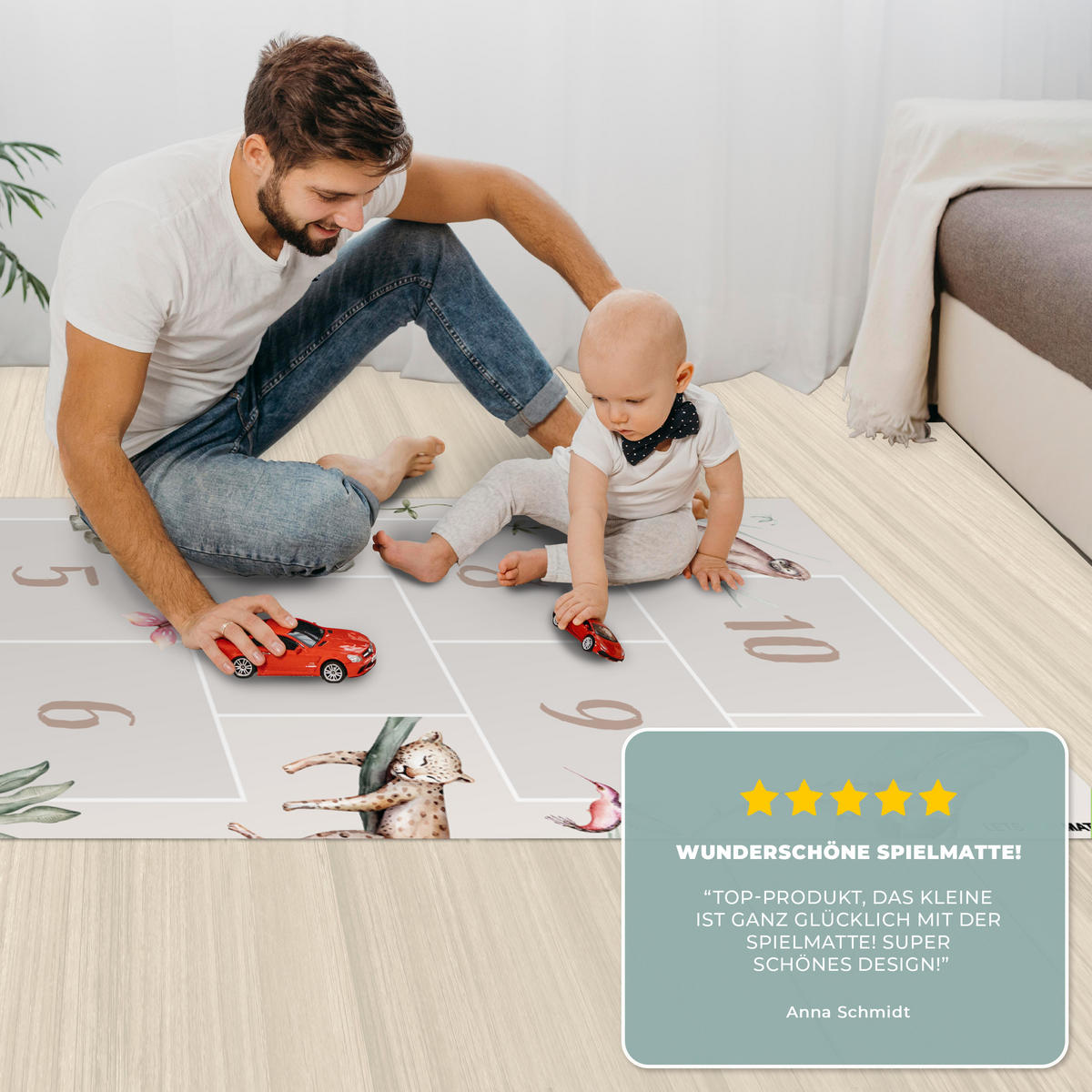 KINDERTEPPICH Hüpf - Tiere - Safari - Aquarell - Kinder 90x270 cm - Multicolor, Kunststoff (90/270cm) - MuchoWow