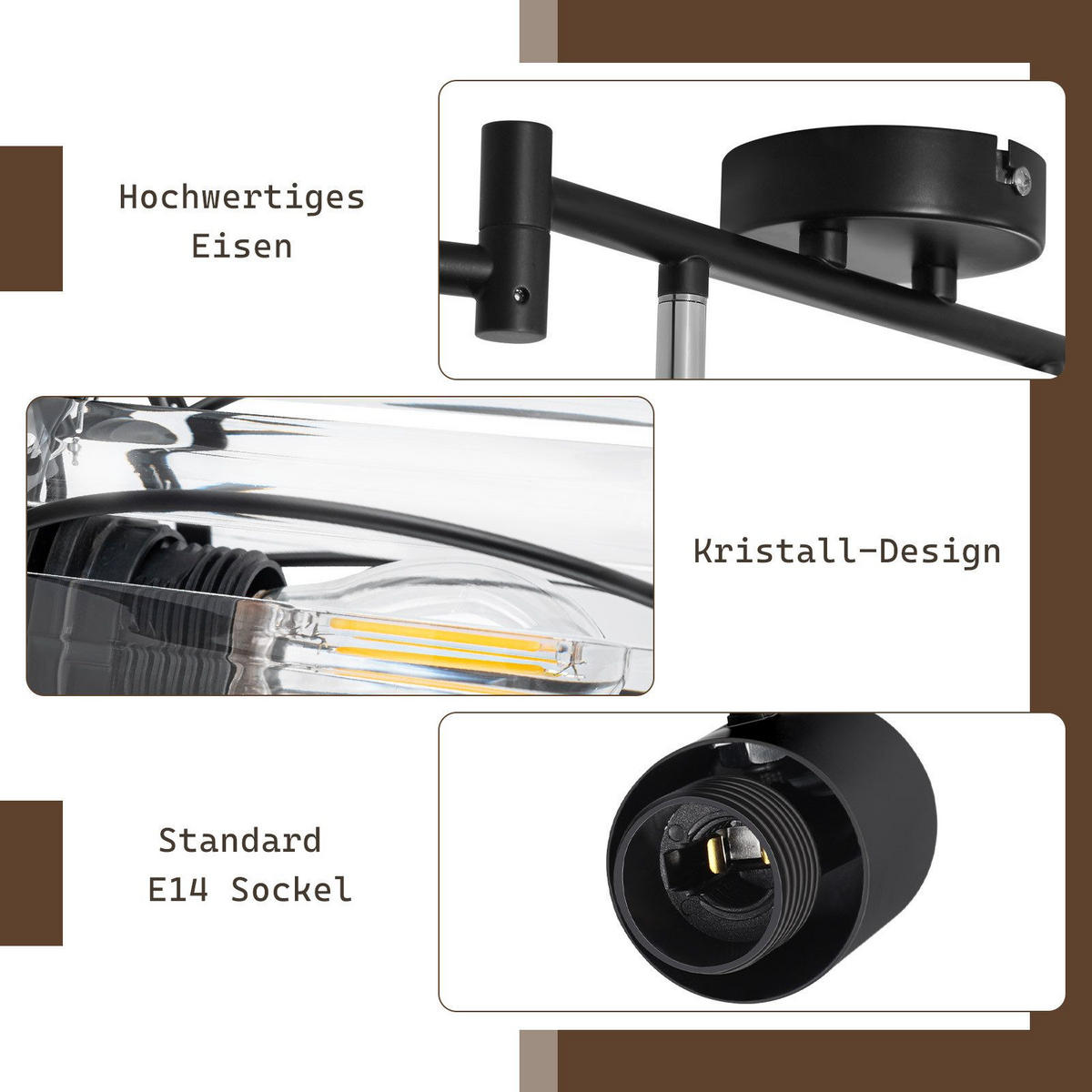 DECKENLEUCHTE Letourneau 103/57/21cm - Schwarz, Metall (103/57/21cm) - Nettlife