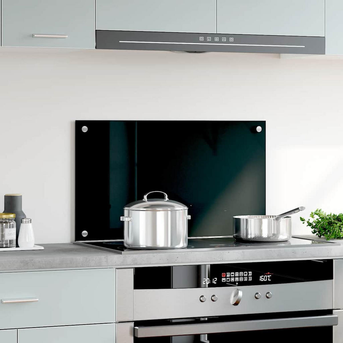 KÜCHENRÜCKWAND Glas - 70x40cm Schwarz | Küche Spritzschutz Wandschutz Glasplatte - Schwarz, Glas (70/40/0.6cm) - DELUKE