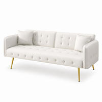 2-SITZER SCHLAFSOFA Samt Weiß mit verstellbarer Rückenlehne und Armlehnen - Weiß, Textil/Metall (178/70/82cm) - WISHDOR