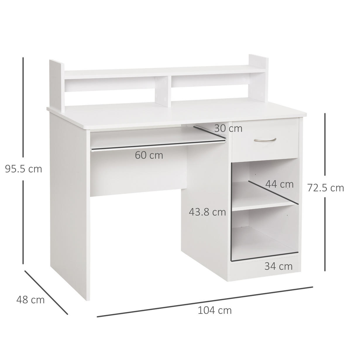 BÜROTISCH Weiß 1 Stück - Weiß, Holzwerkstoff (120/60/95.5cm) - GiPP