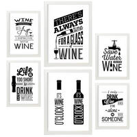 POSTER Set Mit 6 Weingetränk Größe A3 & A4 Weißer Rahmen - Weiß, Papier (29.7/1cm) - Nacnic
