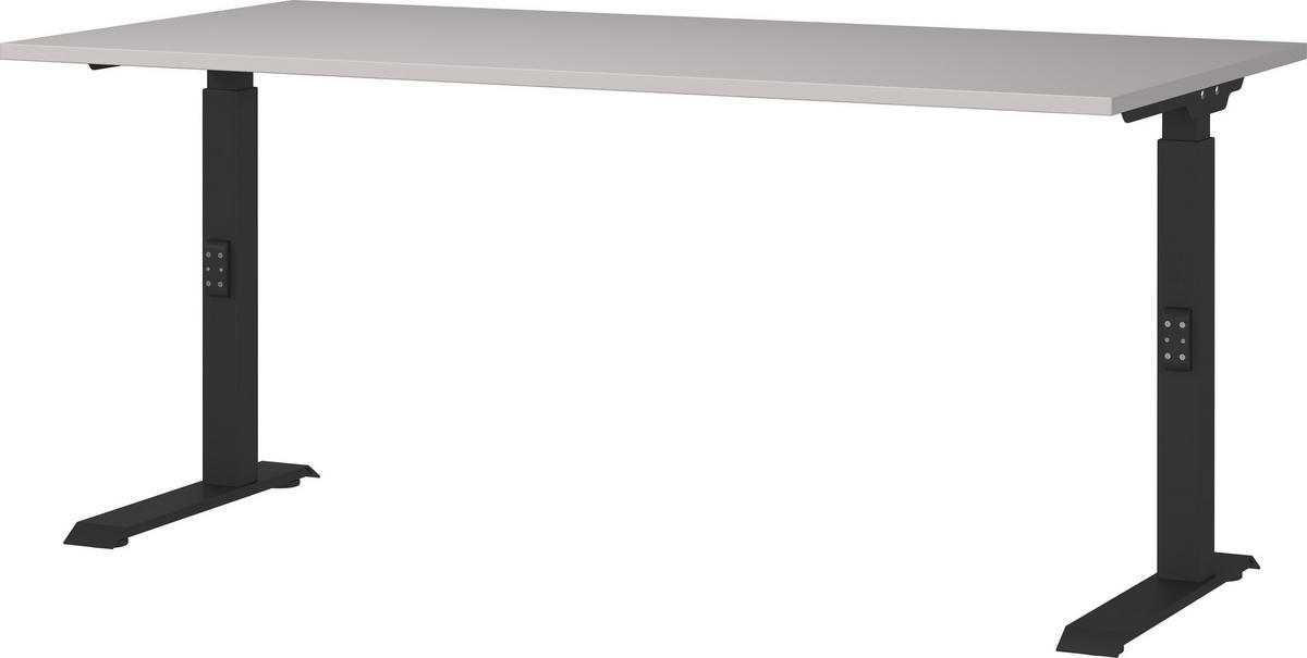 SCHREIBTISCH höheneinstellbar "Stuttgart" 68-91cm Kaschmir/Schwarz 160x80cm, C-Fuß - Beige, Holzwerkstoff/Metall (80/160/91cm) - KADIMA DESIGN