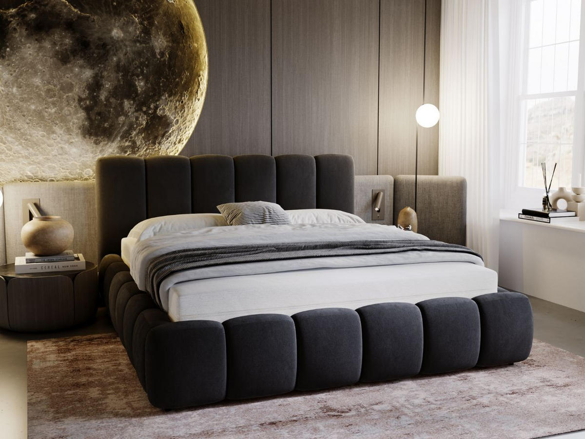 POLSTERBETT Cloud 160x200 Anthracite - Schwarz, Textil (160/200cm) - Graingold