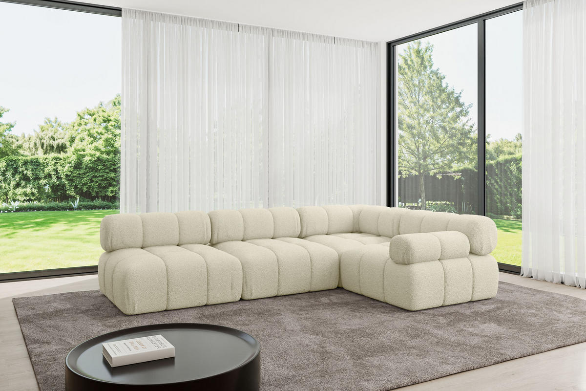 ECKSOFA modulares Sofa Mende-L2 - 285x190x70 cm Beige Bouclé - Beige, Holzwerkstoff/Textil (285/190cm) - ALTDECOR