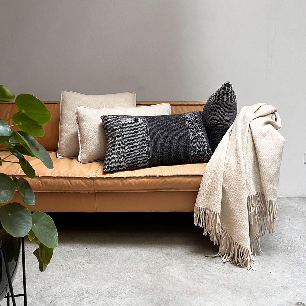 WOLLDECKE recycelt mit weißer Struktur 131x170 - Weiß, Textil (131/170cm) - Malagoon