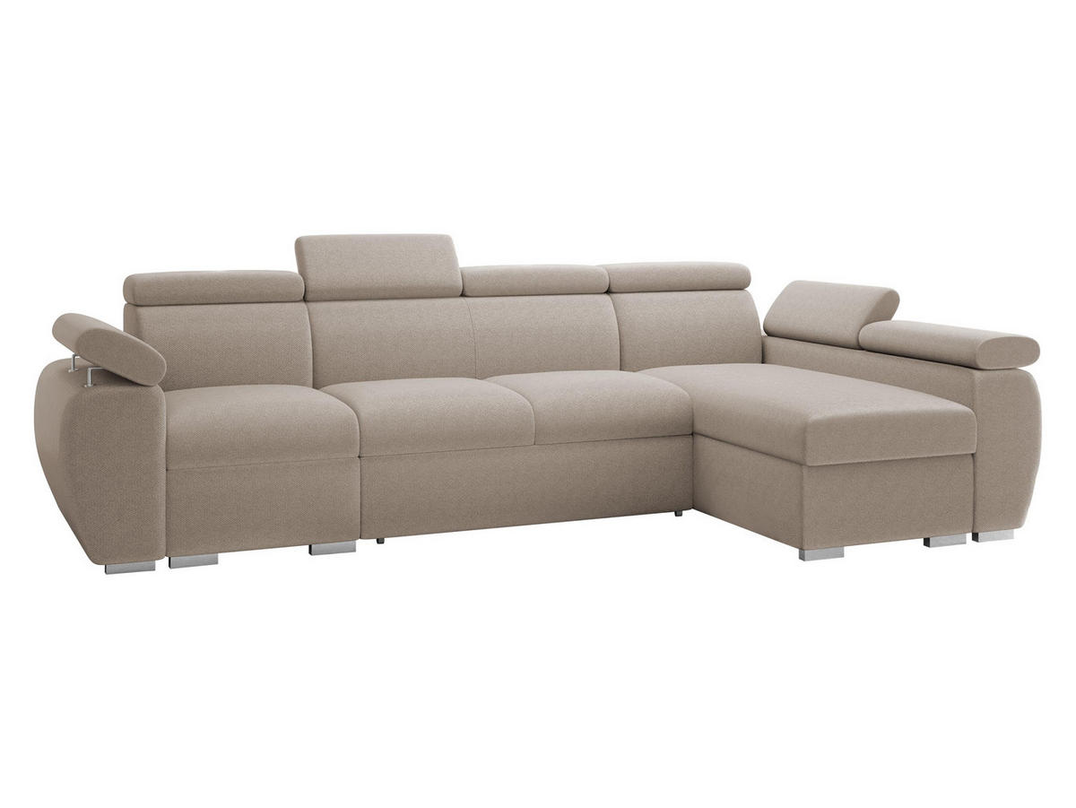 ECKSOFA Boston LCP, Seite: Rechts 1P(65)+2R+LCP - Silberfarben/Naturfarben, Holz/Textil (320/170cm) - MIRJAN24