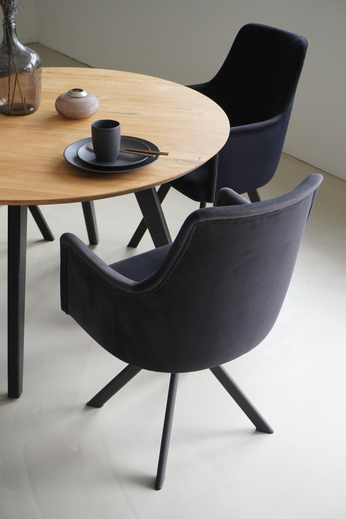 ARMLEHNENSTUHL Sello anthrazit mit S-Fuß drehbar - Anthrazit/Schwarz, Textil/Metall (55/90/58cm) - INKA furniture