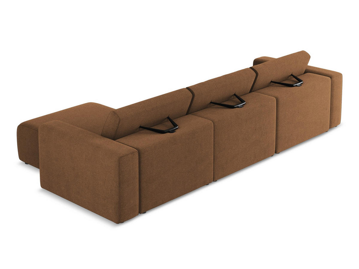 ECKSOFA Links Strukturstoff Stoff Orange - Beige/Terracotta, Kunststoff/Textil (314/167cm) - Makamii