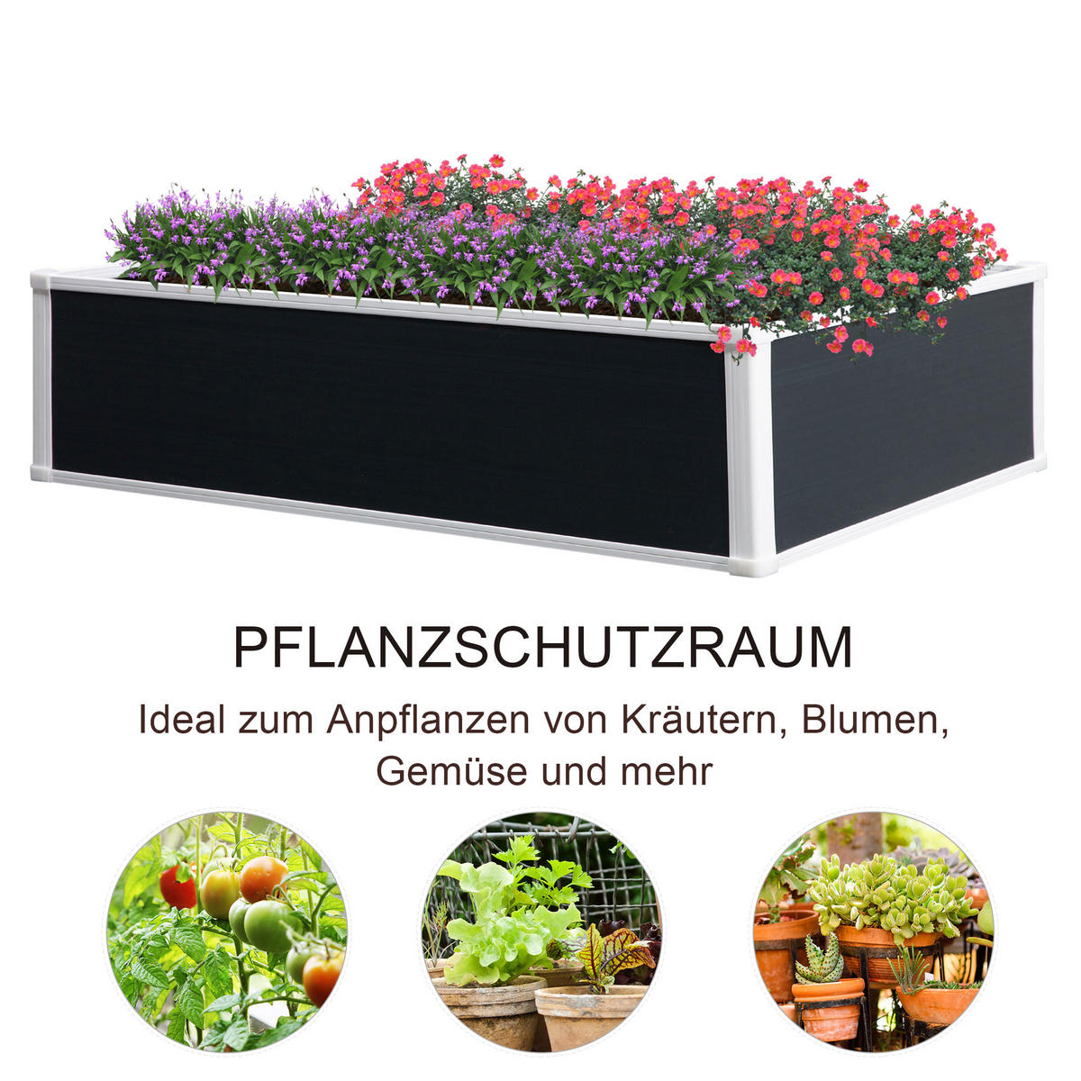 HOCHBEET, Grau, 120 x 90 x 30 cm - Grau, Kunststoff (90/30/120cm) - Outsunny