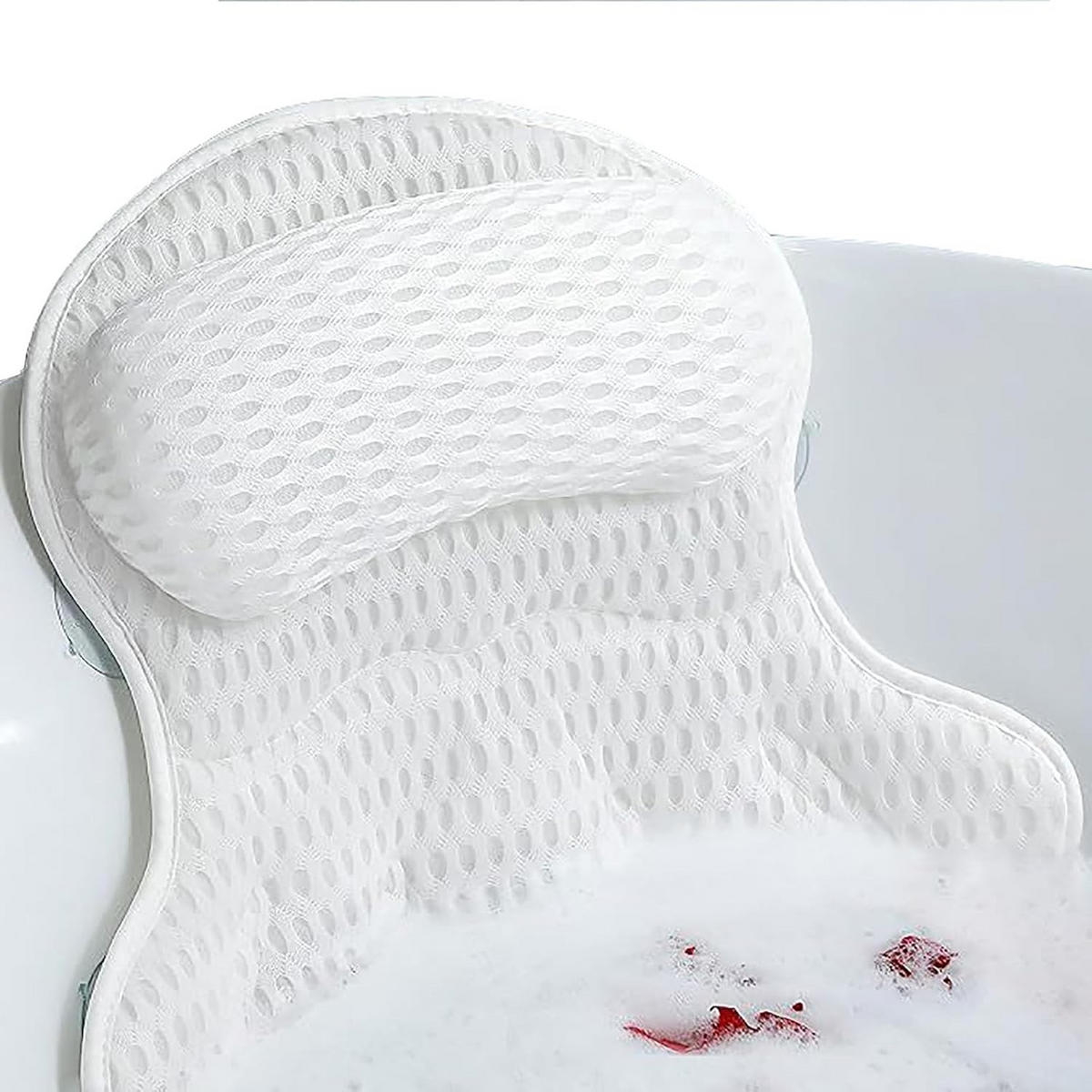 BADEKISSEN – 42 x 46 x 7 cm – Weiß - Weiß, Textil (42/21cm)