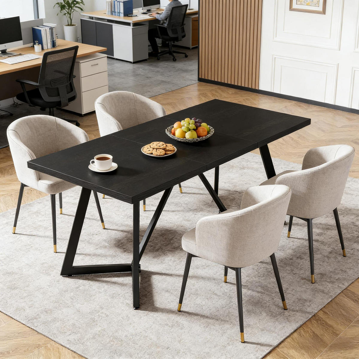 ESSTISCH Schwarz 180/80/75 cm - Schwarz, Holz (80/180/75cm) - PANGIVO