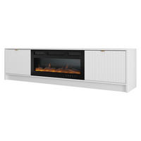 TV-LOWBOARD Tireno EF mit Elektrische Kamin - Goldfarben/Weiß, Holzwerkstoff/Metall (182/48/40cm) - MIRJAN24