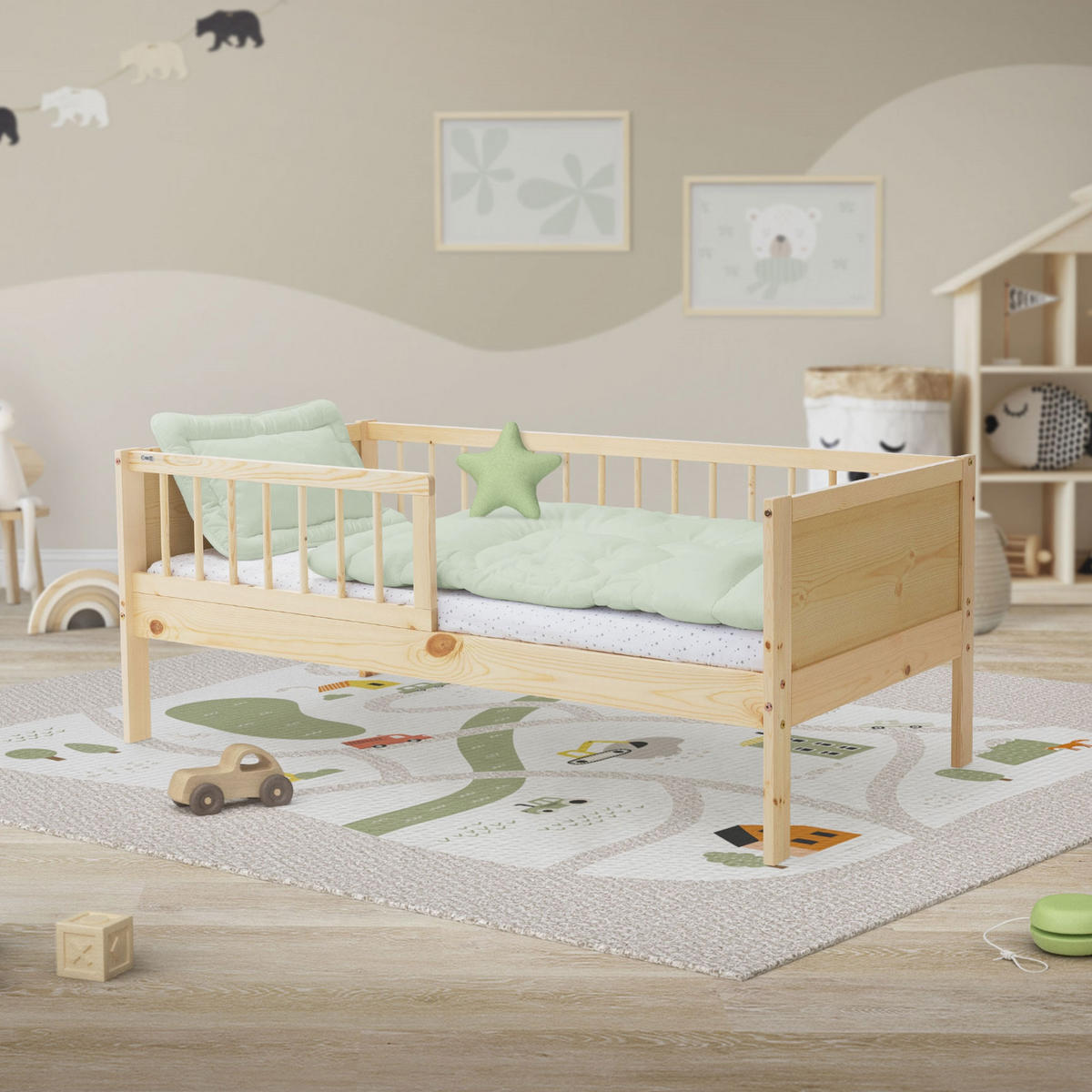 KINDERBETT 70x140 cm Natur - Naturfarben, Holzwerkstoff - ML-DESIGN