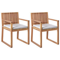 GARTENSTUHL 2er-Set Hellbraun/Hellgrau Sassari Premium - Hellbraun/Grau, Holz (54/80/59cm) - Beliani