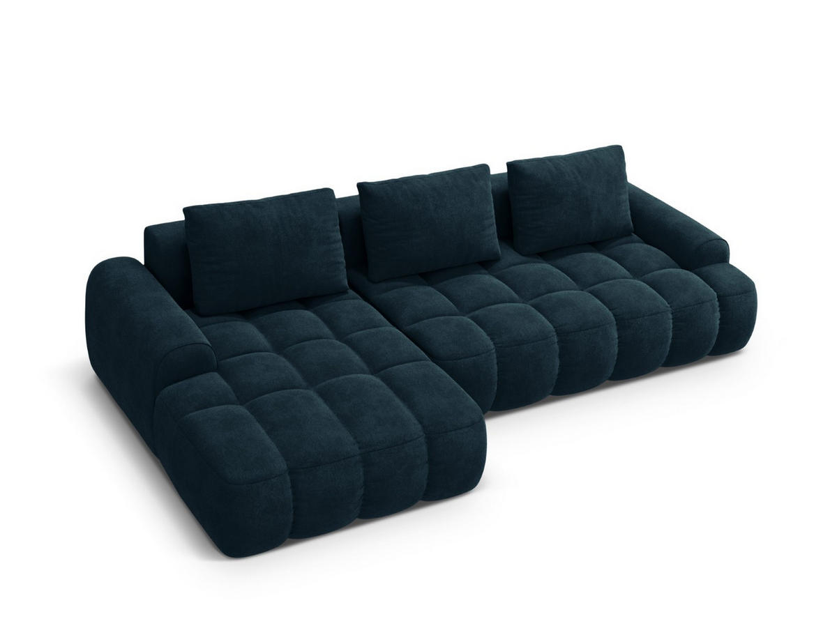 AUSKLAPPBARES-ECKSOFA links mit Container Linz aus Samt petrol 3 Sitzplätze - Petrol, Textil (142/275cm) - Cosmopolitan Design