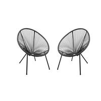 GARTENSTUHL 2er Set Sven Kunstgeflecht schwarz Relaxsessel - Schwarz, Kunststoff (73/93/73cm) - DELUKE