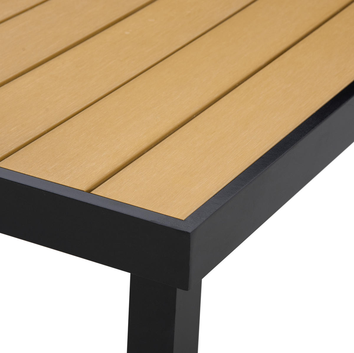 GARTENTISCH aus Aluminium 190x90x74 cm Naturholzoptik mit verstellbaren Fußpolstern - Naturfarben, Metall (190/90/74cm) - Modfu
