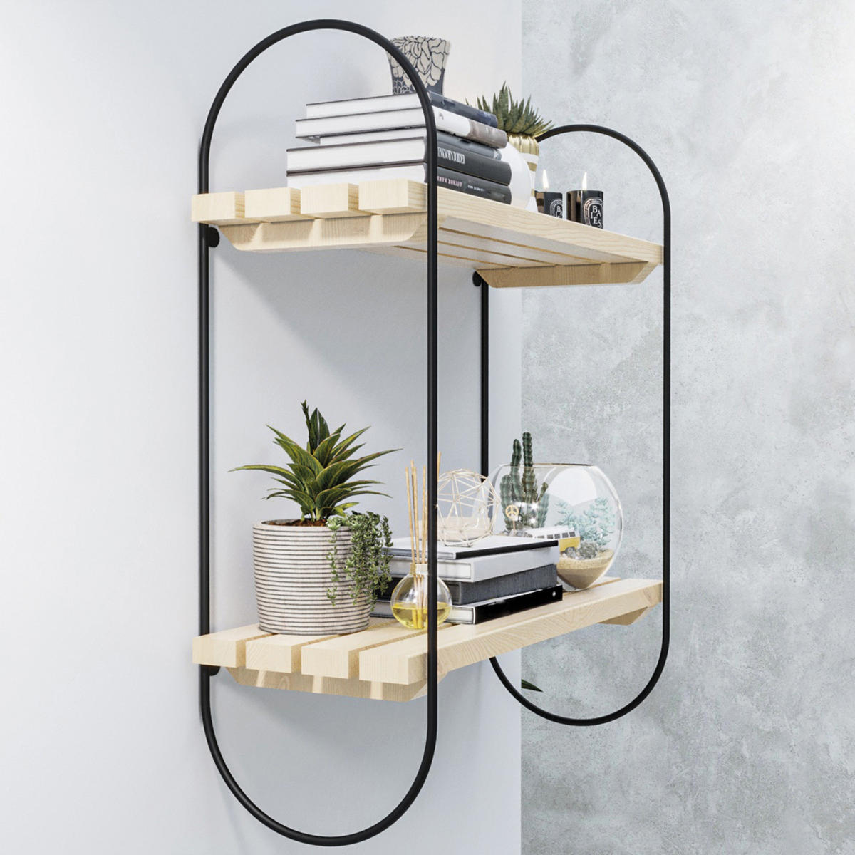 WANDREGAL Oulu - Naturfarben, Holz/Metall (16/47/40cm) - [en.casa]