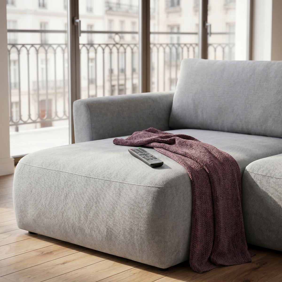 ECKSOFA BELLA L Links mit Schlaffunktion 140x205 Velours Grau - Schwarz/Grau, Holz/Kunststoff (230/165cm) - Muffo