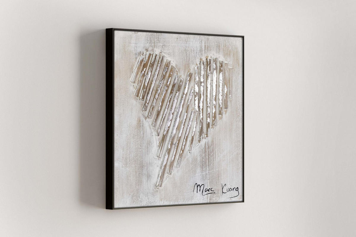 ACRYLBILD HANDGEMALT 30/30 cm - Beige/Grau, Holz/Textil (30/30cm) - KUNSTLOFT