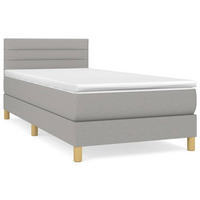BOXSPRINGBETT Mit Matratze Hellgrau 90/200 Cm Stoff - Weiß, Textil (90/200cm) - vidaXL