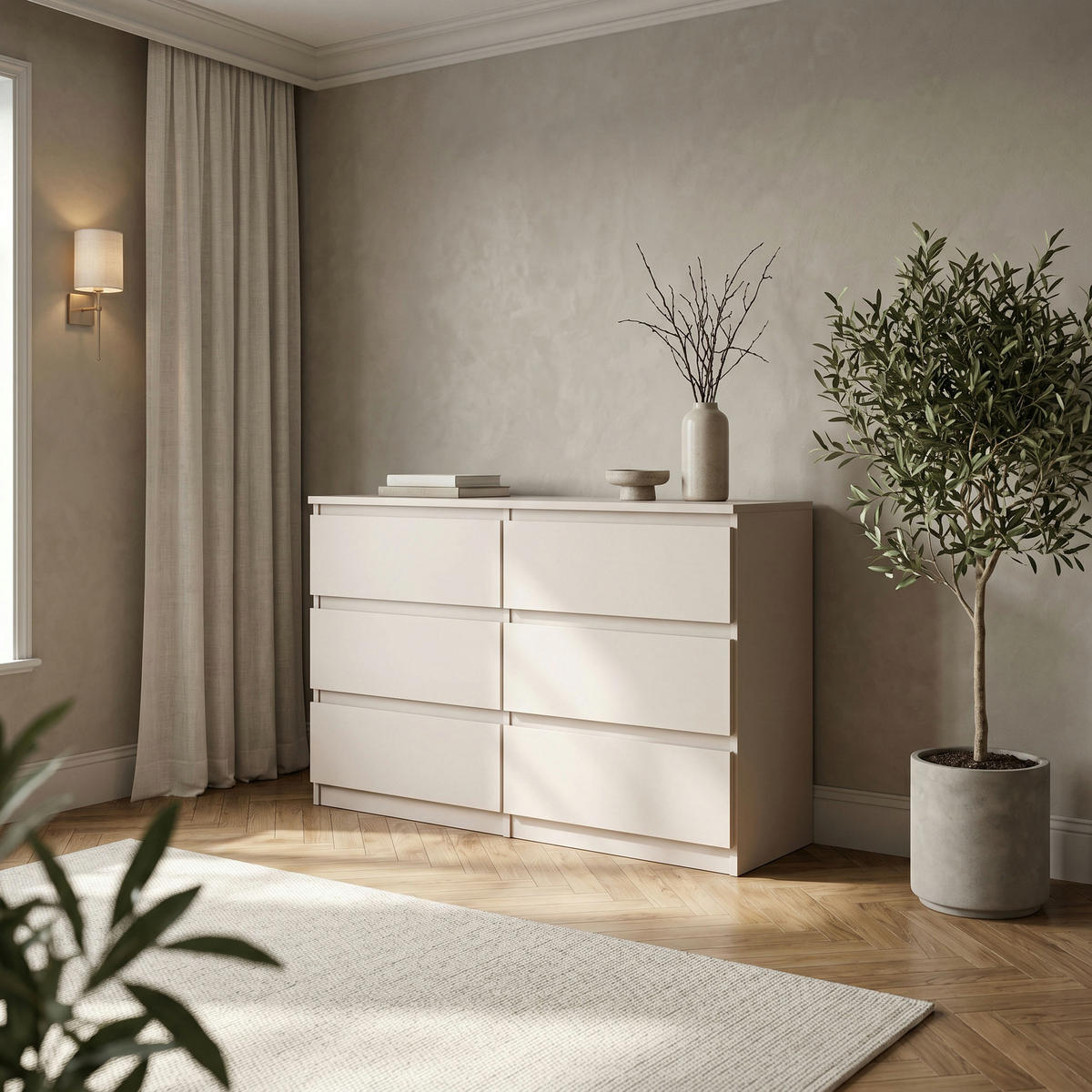 KOMMODE NUDO 120/78,5/39cm mit 6 Schubladen Türen Kaschmir - Kaschmir, Holzwerkstoff (120/78.5/39cm) - MASSENO