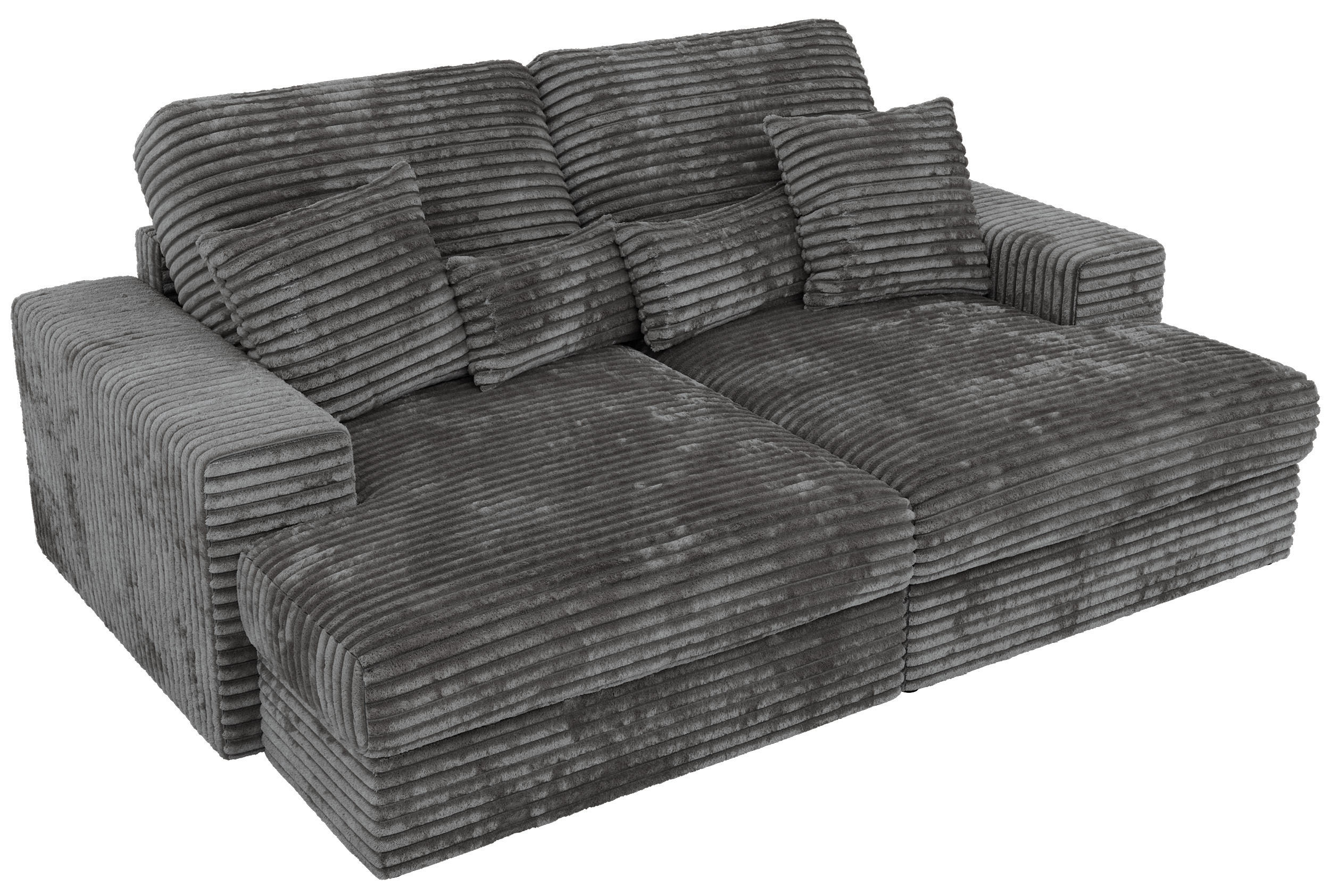 ČTYŘMÍSTNÁ POHOVKA ANERA - Šedá Manšestr - šedá/černá, textil/plast (248/107/163cm) - MKS