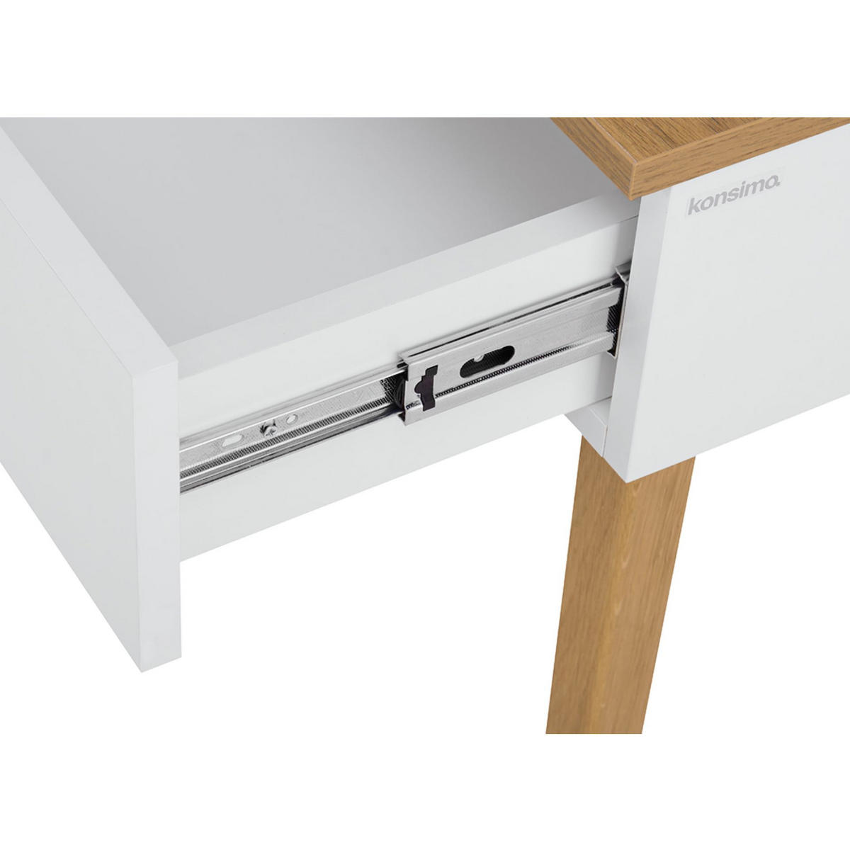 NACHTTISCH FRISK Skandinavischer, weiß - Eichefarben/Weiß, Eichenholz/Holzwerkstoff (48/60/46cm) - KONSIMO®